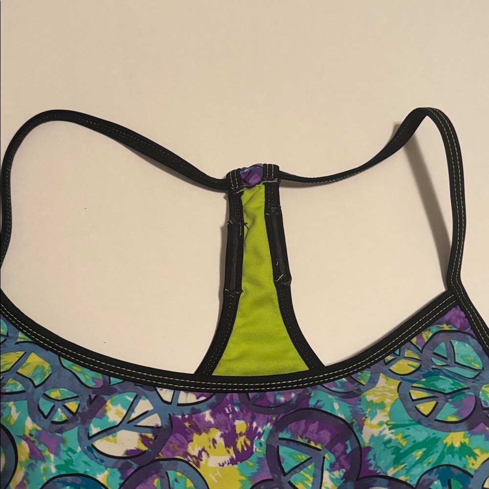 Joe Boxer | Peace Sign Racerback Bikini Bra Padding Support Hippie Coachella M - Picture 3 of 6